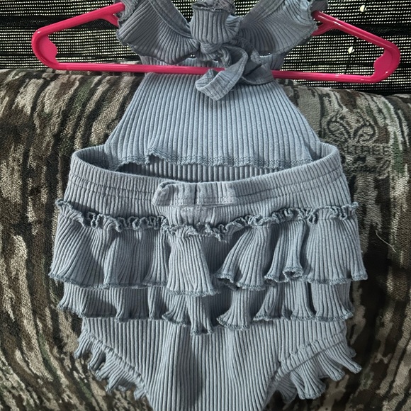 Blue Ruffled Kids Dress - Picture 2 of 2